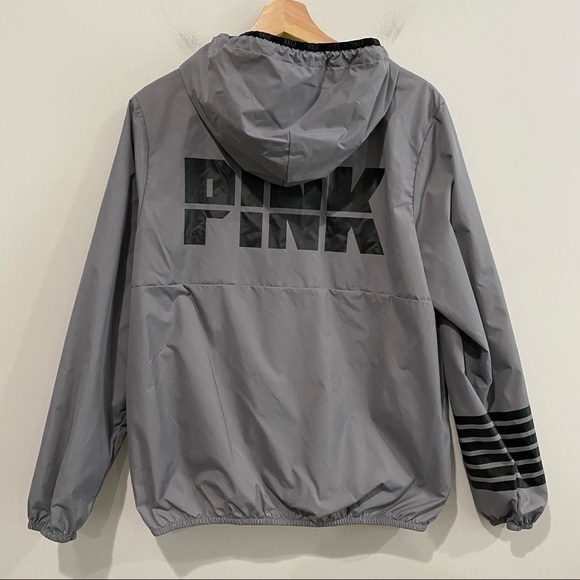 VS PINK Gray Hooded Windbreaker Pullover Oversized, Size Small - Picture 7 of 10